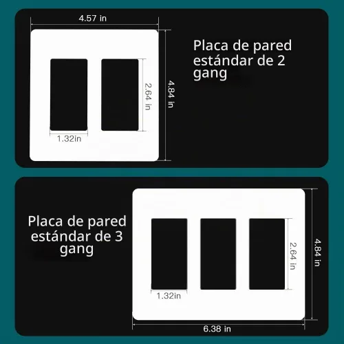 Vista 5 de TREATLIFE Placas de pared decorativas sin tornillos, placa de interruptor de luz de 2 segmentos de tamaño estándar, cubiertas de tomacorrientes