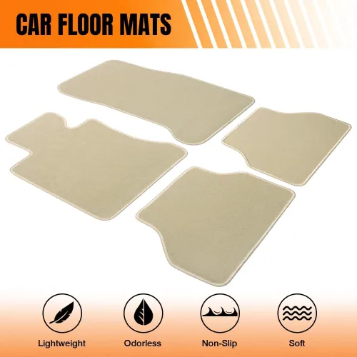 Vista 2 de Tapete para piso de automóvil, compatible con BMW E60 Serie 5 Sedan 2005-2010, juego de alfombras de nailon beige para suelo, 4