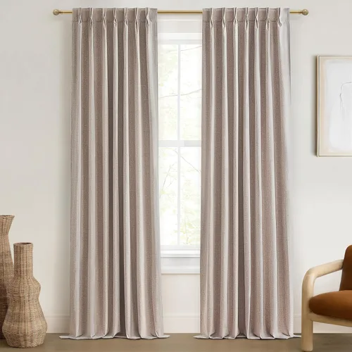 Vista 25 de Cortinas y Drapeados Modernos con Pliegues Pellizco Rosa Bebé de 84 Pulgadas de Largo, Juego de 2 Paneles para Sala de Estar, Cortina de Ventana