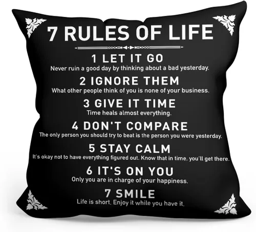 Vista 8 de Fundas de almohada rústicas con citas inspiradoras, 7 reglas de la vida, funda de cojín para sofá, dormitorio, decoración del hogar, regalos