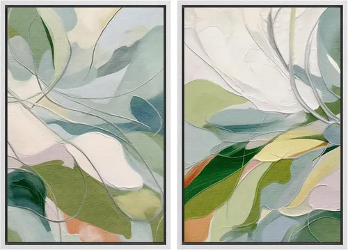 Vista 63 de Ashbrook - Set de arte de pared en lienzo enmarcado, tonos orgánicos de la tierra en beige y marrón con ilustraciones de trazos circulares, arte