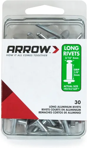Vista 7 de Arrow RLA3/16 Remaches largos de aluminio de 3/16 pulgadas, paquete de 12, gris