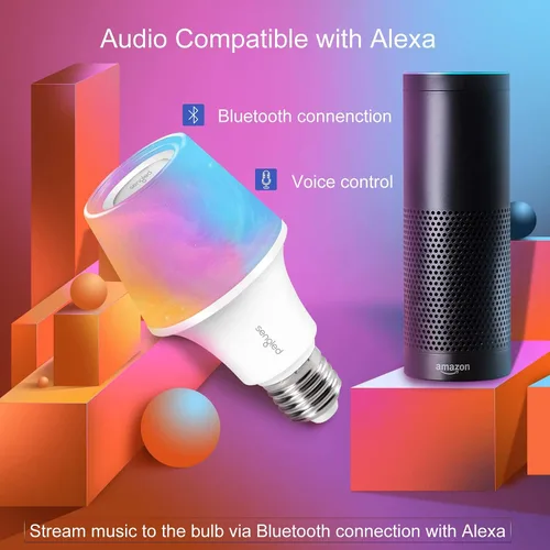 Vista 3 de Sengled Solo RGBW Bluetooth Bombilla Altavoz Multi Color Cambio Bombilla LED 60W Equivalente Regulable App Controlada E26 Bombilla de Música