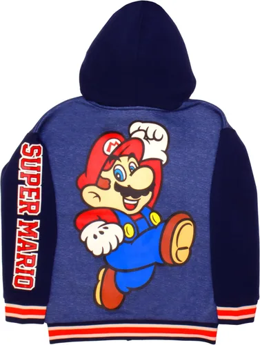 Vista 2 de Nintendo Super Mario Gráfico Chaqueta Varsity con Capucha de Forro Polar para Niños y Pequeños