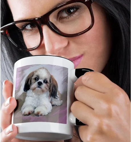 Vista 2 de 3dRose Taza de café, tamaño – 15 oz – Shih Tzu Puppy Dogs ShihTzu – divertido regalo de taza de café