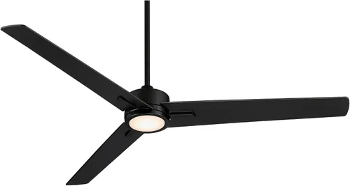 Vista 6 de Casa Vieja Ventilador de techo industrial moderno de 3 aspas Monte Largo de 60 pulgadas con luz LED regulable, control remoto, negro mate para sala