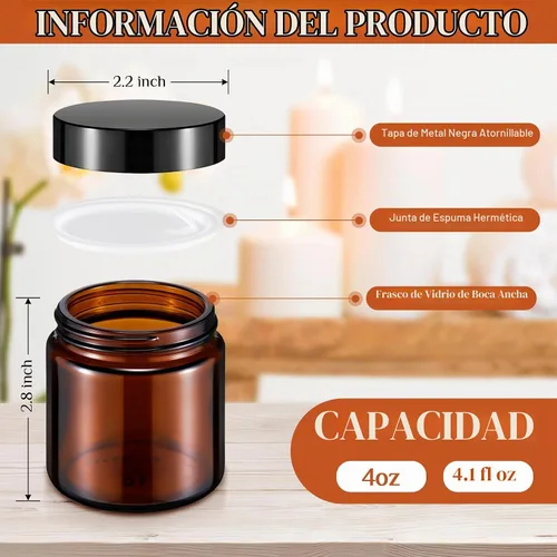 Vista 2 de Norme 24 Frascos de Vidrio de 4 oz con Tapas Herméticos Redondos a Prueba de Fugas Frascos Cosméticos Vacíos con Revestimientos Internos en la Tapa