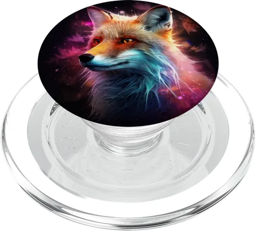 Vista 8 de Retrato de zorro abstracto PopSockets Estándar PopGrip