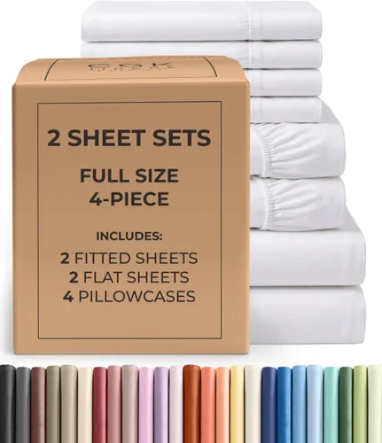 Vista 190 de Pack of 2, Twin Size 3 Piece Sheet Set - Breathable & Cooling - White