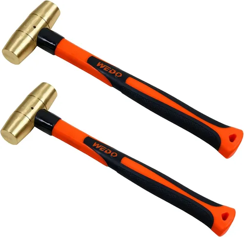 Vista 16 de WEDO Martillo de latón de 16 oz, martillo de mazo de latón macizo con mango Mango de fibra de vidrio