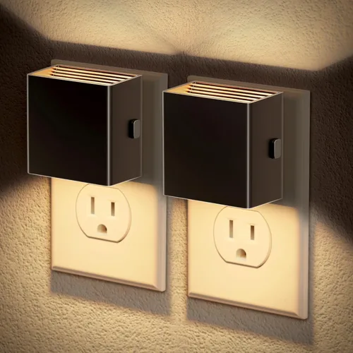 Vista 23 de JandCase Luz nocturna, luces nocturnas automáticas enchufables a la pared, paquete de 2 luces nocturnas modernas con sensor de luz automática, luz