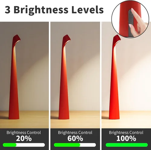 Vista 5 de HAPYGI Lámpara de escritorio LED portátil inalámbrica, lámpara de mesa inalámbrica recargable, brillo de 3 niveles, lámpara de mesa para patio, luz