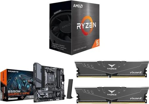Vista 20 de NEWEGG Combo de memoria CPU de placa base -B550M-A con CPU Ryzen 5 5500 de 6 núcleos de 3.6 GHz y 16 GB (2 x 8 GB) 288 pines PC RAM DDR4 3200 AMD