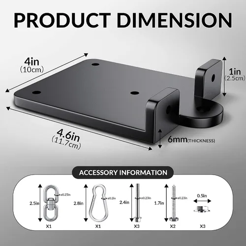 Vista 4 de Percha para saco de boxeo pesado, colgador de saco de boxeo de 360°, gancho de montaje para bolsa pesada Rafter, soporte de montaje de saco
