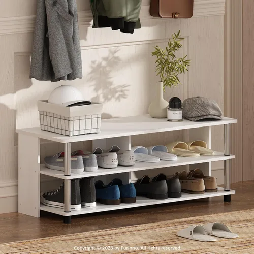 Vista 12 de Furinno Turn-N-Tube - Zapatero estrecho de 3 niveles, zapatero con organizador curvado independiente, 11.7 x 23.6 x 21.9 pulgadas, para entrada