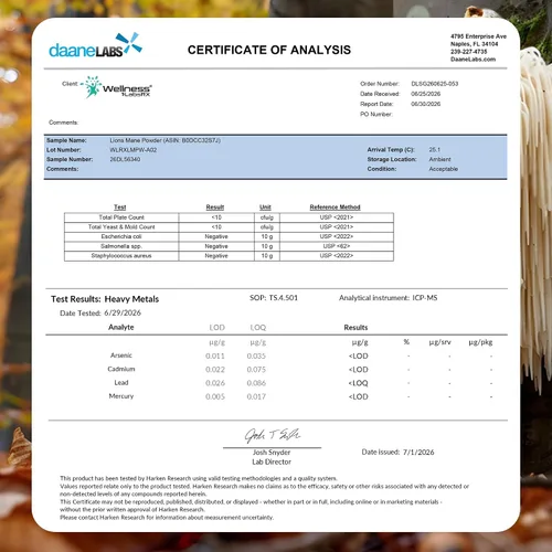 Vista 8 de Suplemento orgánico de hongos en polvo de melena de leones de 2000 mg, 120 porciones Extracto de Hericium Erinaceus, Apoyo Cerebral Nootrópico