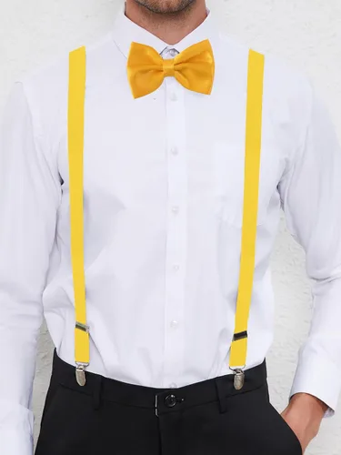 Vista 47 de habibee Color sólido para hombre en forma de Y con clips fuertes tirantes ajustables