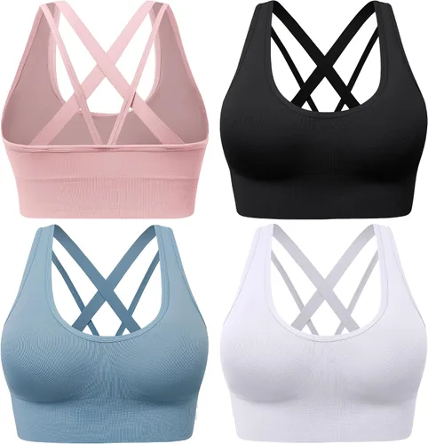 Vista 8 de Sujetadores deportivos con espalda cruzada para mujer, con tirantes