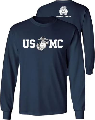 Vista 3 de Lucky Ride Marine Corps Bull Dog - Camiseta de manga larga para hombre