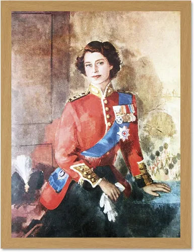 Vista 7 de Wee Blue Coo Pintura de la reina Isabel II Militar Regalia Retrato Artístico Marco Grande Póster Decoración de Pared 18 x 24 pulgadas