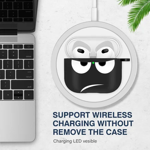 Vista 5 de Funda para Airpods 3 2021, Don't Touch Me for Airpods Funda con llavero suave y linda funda a prueba de golpes para mujeres y hombres, compatible