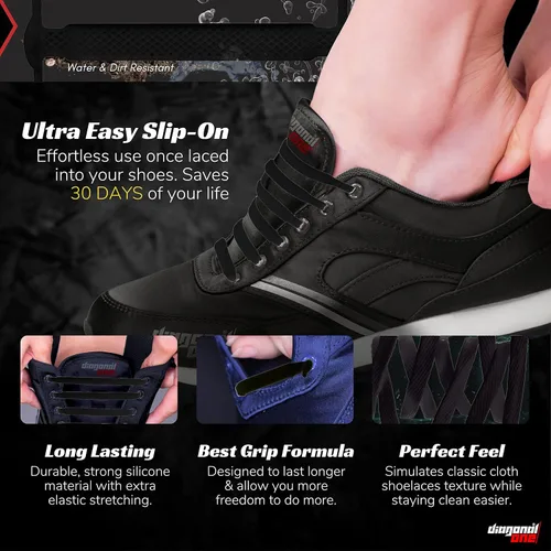 Vista 4 de Cordones elásticos sin ataduras para adultos, zapatos deportivos para niños, para hombres, mujeres y zapatos de goma unisex