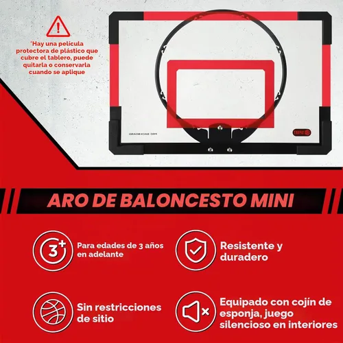 Vista 3 de Sosation 2 piezas Mini aro de baloncesto con 4 balones de baloncesto, gancho adhesivo, bomba, aro de baloncesto para interiores sin perforación