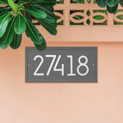 Vista 8 de KeepRepel - Placa de dirección personalizada de metal fundido, el rectángulo moderno. Muestra tu dirección. Letrero de número de casa personalizado