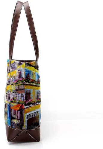 Vista 3 de Sunset - Bolsas grandes de lona de cuero para mujer, con asa superior, para hombro, hobo