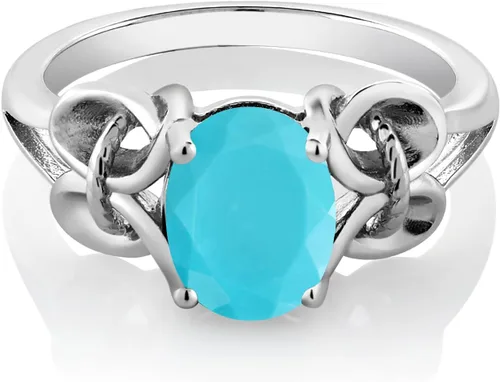Vista 105 de Gem Stone King Anillo de compromiso ovalado con piedra natal para mujer, plata de ley 925, ovalado de 0.354 x 0.276 in, anillo de compromiso