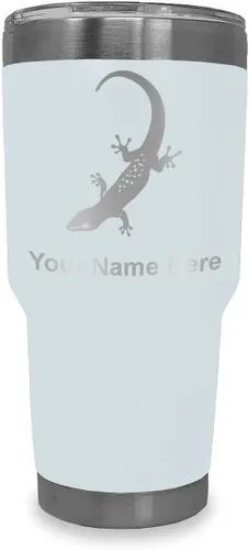Vista 35 de LaserGram 20oz Vacuum Insulated Tumbler Mug, Gecko, Personalized Engraving Included (Black)