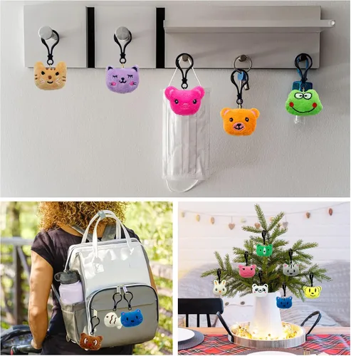 Vista 6 de XIPEGPA 36 llaveros pequeños de animales de peluche para bolsas de regalos, regalos de fiesta, premios de aula y relleno de cesta de Pascua
