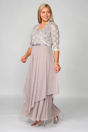 Vista 4 de R&M Richards Vestido de chaqueta de encaje de 2 piezas para mujer