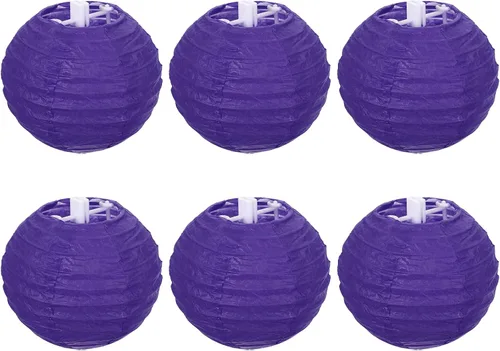 Vista 11 de PATIKIL Faroles de papel de 4 pulgadas, paquete de 6 pantallas redondas plegables para colgar para bodas, hogar, fiestas, festivales, celebraciones