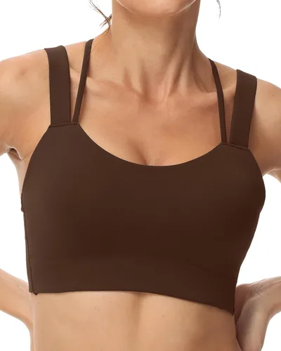 Vista 2 de Attifall Sujetador deportivo con tirantes y copa CD, espalda cruzada, para yoga, entrenamiento, correr, gimnasio, deportes
