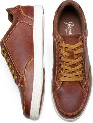 Vista 5 de Jousen Men's Sneakers Leather Casual Shoes for Men Breathable Business Casual Sneaker Retro Fashion Sneaker