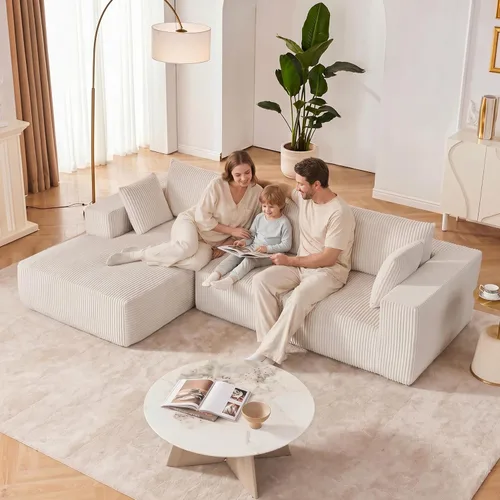 Vista 7 de Sofá seccional modular de 108", sofá seccional Cloud con asiento profundo, sofá modular moderno en forma de L con chaise, sofás tapizados sin Beige