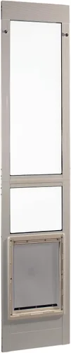 Vista 8 de Puerta modular de aluminio de patio para mascotas Ideal Pet Products, altura regulable 77 5/8 in – 80 3/4 in Molino (Plata)