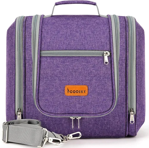 Vista 9 de COOSKY Neceser de viaje colgante extragrande para mujeres y hombres, bolsa de higiene, kit organizador de baño y ducha con soportes de banda