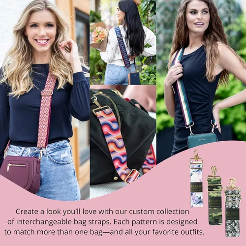 Vista 7 de Kedzie Interchangeable Classic Print Adjustable Length 55 Handbag Purse Strap Replacement 2-inch Wide Crossbody Strap