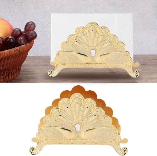 Vista 7 de Retro Napkin Holder, Table Tissue Dispenser, European Style Serviette Rack with Powder - Coated Steel Finish, Zinc Alloy Napkin Organiser for