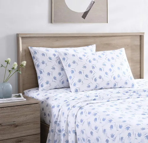 Vista 14 de Stone Cottage - Juego de sábanas, ropa de cama de percal de algodón crujiente y transpirable con funda de almohada a juego, 200 hilos, bolsillo
