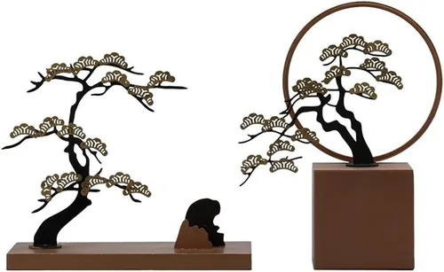 Vista 4 de chinese feng shui statue sculpture Modern New Chinese Creative Iron Art Pine Tree Crafts Indoor Living Room Desktop Decoration Entrance Feng Shui