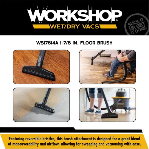 Vista 4 de WORKSHOP Wet/Dry Vacs Cepillo para piso, de 1-7/8 pulgadas, para aspiradora en seco o húmedo, para tienda.