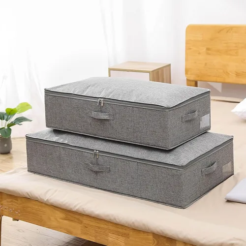Vista 8 de Bolsas de almacenamiento de ropa transpirables plegables para debajo de la cama, caja de almacenamiento para ropa de cama de edredón, colchas