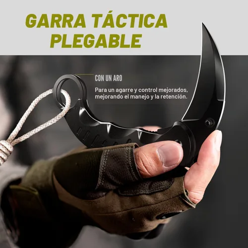 Vista 6 de Navaja táctica de bolsillo asistida por resorte, cuchillos plegables Karambit para hombres, hoja de garra de tigre afilada plegable, la mejor