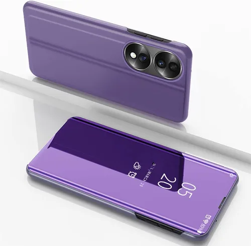 Vista 3 de CCSamll - Funda de espejo para Honor 70 compatible con carga inalámbrica, cubierta transparente inteligente ultra fina con función atril