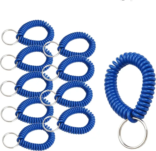 Vista 37 de Lucky Line - Resorte de muñeca en espiral de 2 pulgadas de diámetro con llavero de acero, multicolor, pulsera flexible para muñeca, se estira hasta