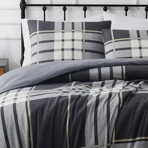 Vista 3 de TRULY SOFT Milo Plaid Full/Queen - Juego de edredón de franela de 3 piezas