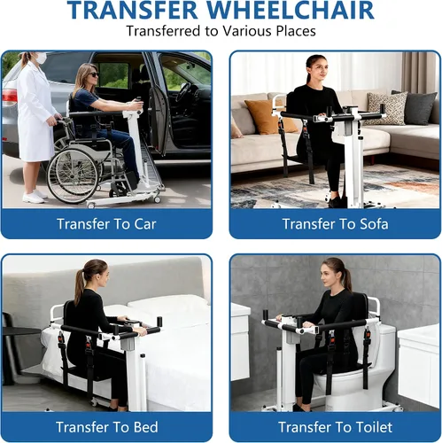 Vista 3 de Silla elevadora eléctrica mejorada para pacientes, silla elevadora de transferencia plegable para automóvil, silla de ducha elevadora